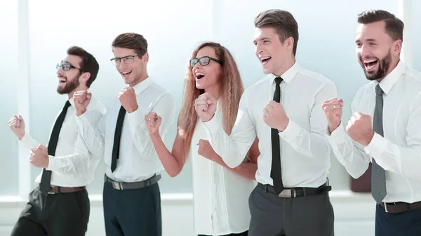 Happy business team celebrating their success — Stock Photo, Image
