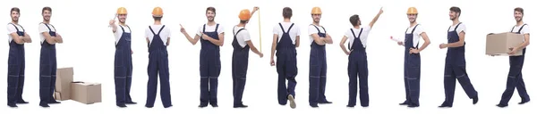 Beyaz tenli erkek işçi panoramik kolajı — Stok fotoğraf