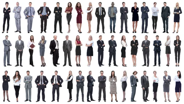 Collage d'une variété de gens d'affaires debout dans une rangée — Photo