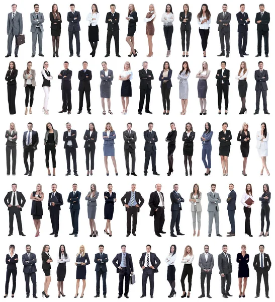 Collage de jeunes gens d'affaires debout dans une rangée. — Photo