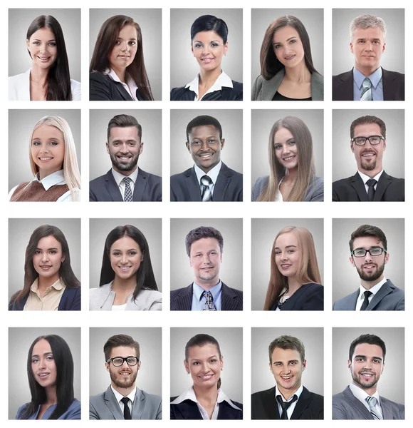 Colagem de retratos de jovens empresários bem sucedidos — Fotografia de Stock