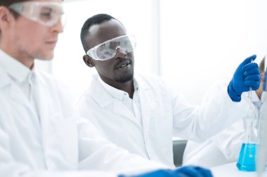 Grup veri girmek için bir bilgisayar kullanarak bilim adamı