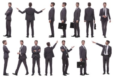 Başarılı bir iş adamının çeşitli fotoğraflarının kolajı.