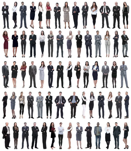 Collage av unga företagare som står i rad. — Stockfoto