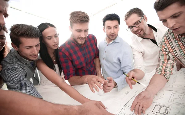 Creative group of young architects, showing you — Stock Photo, Image