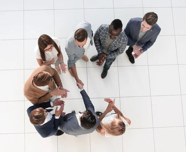 top view. meeting business partners in the office