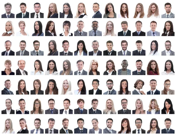 Porträts erfolgreicher Mitarbeiter isoliert auf weißem Papier — Stockfoto