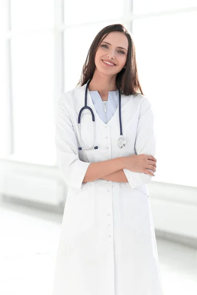 Close up. confident woman doctor with stethoscope . — Stock Photo, Image