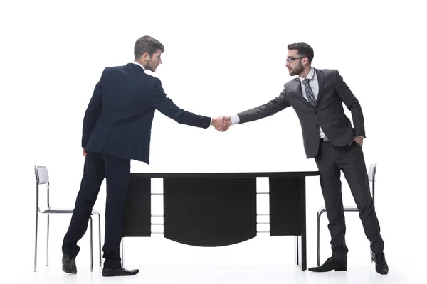 Two business people shaking hands . isolated on white — Stock Photo, Image