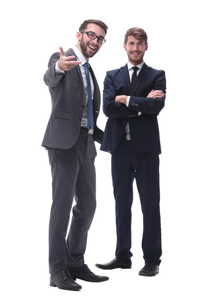 En pleno crecimiento. dos hombres de negocios de pie juntos — Foto de Stock