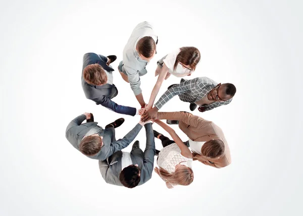 Top view.the business team shows its unity — Stock Photo, Image
