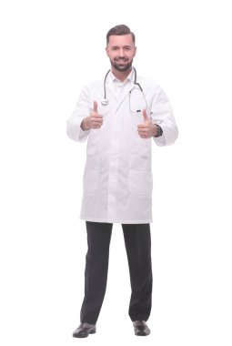 Tebessüm eden bir tıp uzmanı.