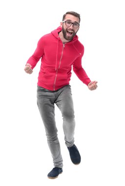 tam büyüme. neşeli trendy adam portresi