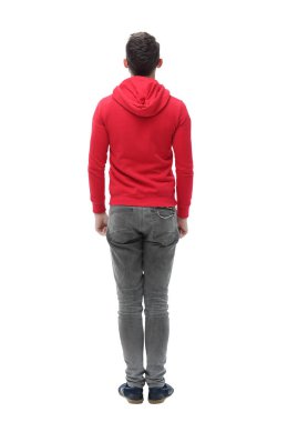 arka görünüm. modern trendy adam bir kopya alanı arıyor