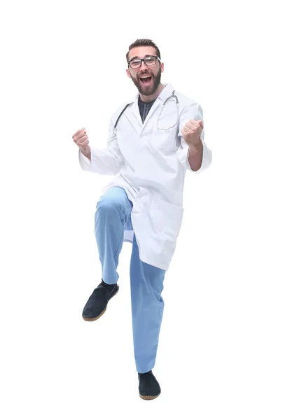 Em pleno crescimento. retrato de um médico macho feliz — Fotografia de Stock