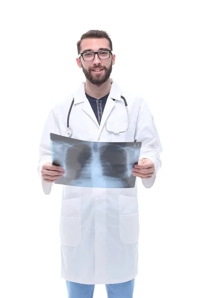 En pleno crecimiento. terapeuta médico mirando la radiografía — Foto de Stock