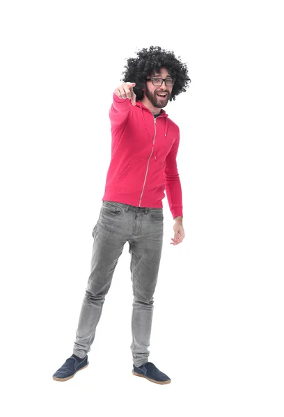 In full growth. cheerful trendy guy pointing at you. — Stock Photo, Image