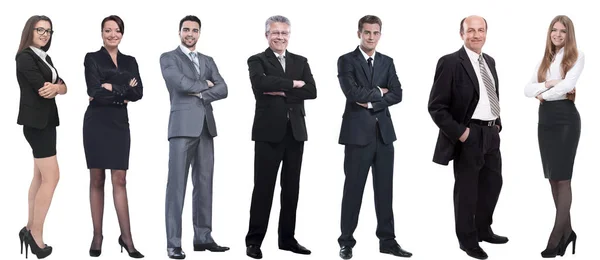 Коллаж из различных деловых людей, стоящих в ряд — стоковое фото