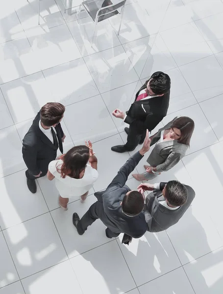 Top view. employees discussing work issues — Stock Photo, Image