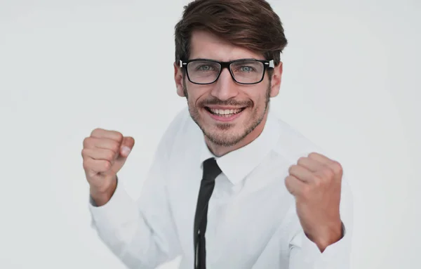 Geschäftsmann freut sich über seinen Erfolg — Stockfoto