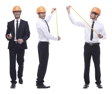 Turuncu kasklı başarılı mimar mühendisi..