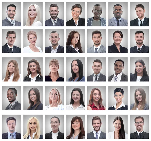 Collage de retratos de jóvenes empresarios exitosos — Foto de Stock