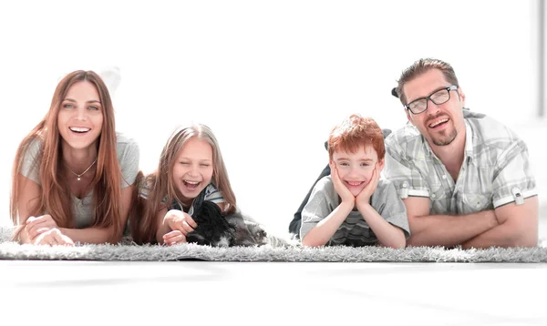 Immagine di sfondo di una famiglia felice in un nuovo appartamento — Foto Stock