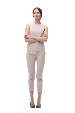 sevimli moda genç kadın. beyaz izole