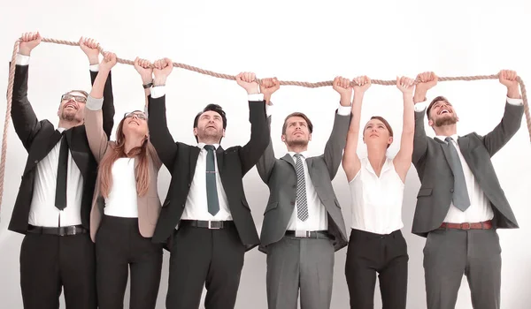 Equipe de negócios segurando corda forte . — Fotografia de Stock