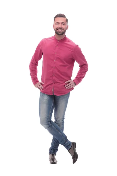 In volle groei. lachende jonge man in Casual kleding. — Stockfoto