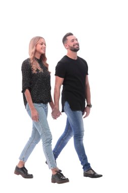 tam büyüme. genç çift birlikte yürüyor