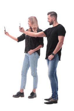 tam büyüme. selfie çeken şık genç çift