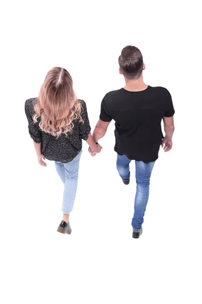 Vista dall'alto. elegante giovane coppia a piedi insieme — Foto Stock