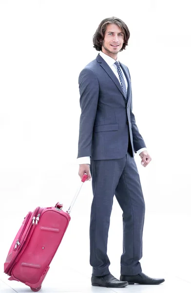 Πορτρέτο του νεαρός επιχειρηματίας με βαλίτσα — Φωτογραφία Αρχείου
