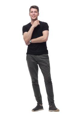 tam büyüme. kameraya bakan düşünceli yakışıklı adam