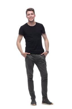 tam büyüme. kameraya bakan düşünceli yakışıklı adam