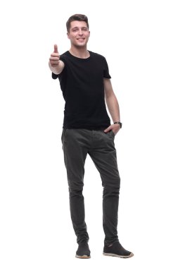 tam büyüme. yakışıklı adam başparmak gösteren