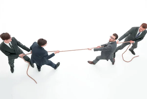 Top view.a cabo de guerra entre equipes de negócios — Fotografia de Stock