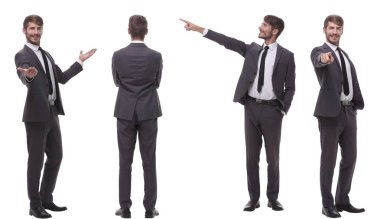 Modern genç bir iş adamının fotoğraf kolajı.