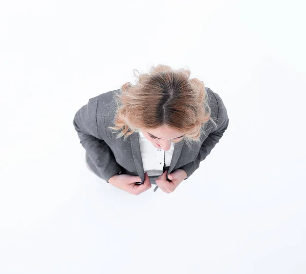 Blick von oben. moderne Geschäftsfrau. Isoliert auf weiß — Stockfoto