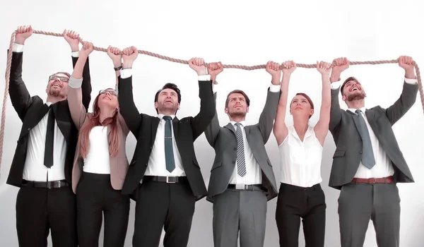 Equipe de negócios segurando corda forte . — Fotografia de Stock