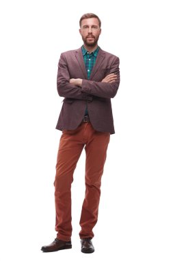 tam büyüme. dost hipster adam.izole beyaz