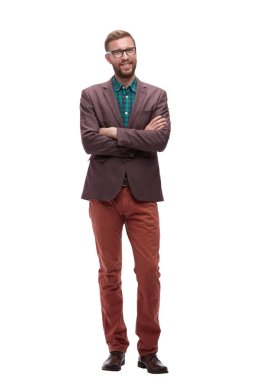 tam büyüme. dost hipster adam.izole beyaz