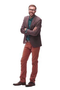 tam büyüme. emin adam kopya alanı bakıyor