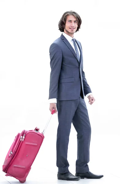 Πορτρέτο του νεαρός επιχειρηματίας με βαλίτσα — Φωτογραφία Αρχείου
