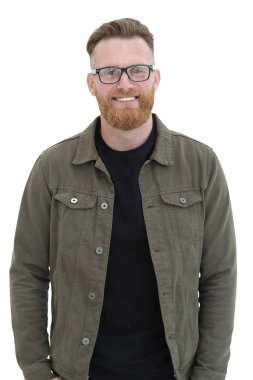 yakın kapatın. gözlüklü çekici sakallı adam