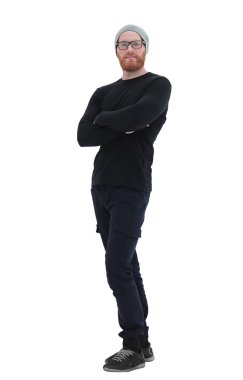 tam büyüme. kendine güvenen modern adam .beyaz izole