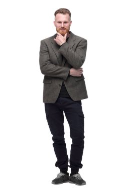 kırmızı sakallı modern iş adamı. beyaz izole