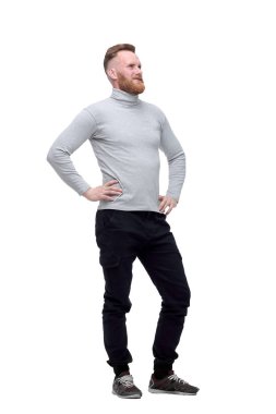 kendine güvenen sakallı adam . beyaz arka plan üzerinde izole.