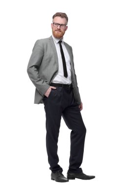 tam büyüme.başarılı kırmızı sakallı işadamı . beyaz izole